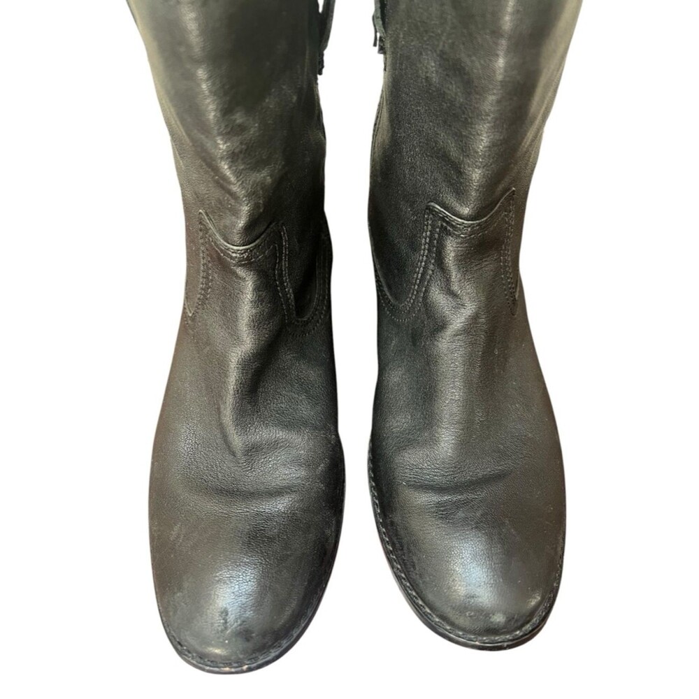 Frye Anna Shortie Black Leather Ankle Boots US 9 Moto Boho Western Cowgirl - Picture 6 of 10